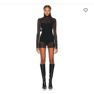 NWOT Norma Kamali Mesh Turtleneck Mini Dress